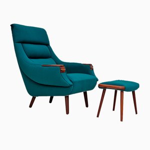 Dänischer Sessel & Fußhocker aus Wolle von HW Klein für Bramin, 1960er, 2er Set