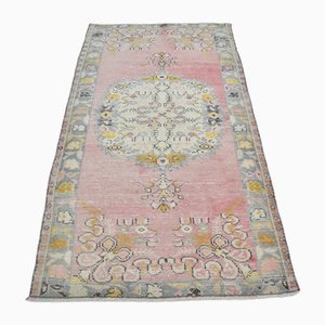 Low Hand Woven Pile Oushak Pink Rug