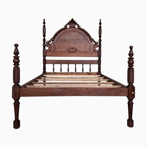 Antique Spanish Bed with Wood Slabs, 1900