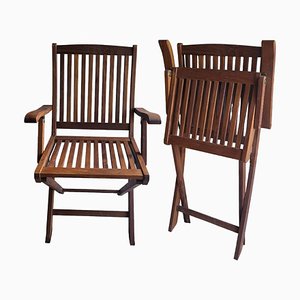 Sedie vintage pieghevoli in teak, set di 2