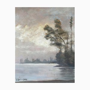 Henri Lecoultre, Vue sur le lac, Oil on Canvas, Framed