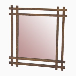 Wall Mirror in Geometric Wood attributed to Ettore Sottsass, 1970s