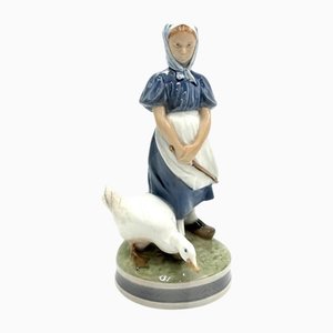 Porcelain Figurine Girl with a Goose from Royal Copenhagen, Denmark, 1960s