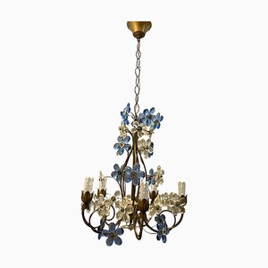 Lustre Fleur en Verre Murano Bleu, 1960s