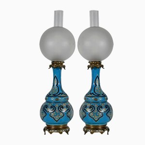 Napoleon III Lamps in Porcelain and Bronze, Set of 2