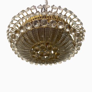 Lámpara de pie Mid-Century con bola de cristal, años 70