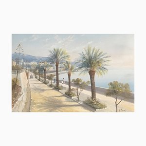 Yves Gianni, Corso dell'Imperatrice, Sanremo, Gouache on Paper, Framed