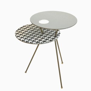 Side Table in Houndstooth Pattern and Grey by Tokyostory Creative Bureaau