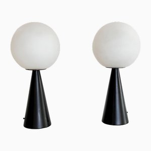 Lampes de Bureau Modernistes en Verre et Métal par Tre Ci Luce, Italie, 1980s, Set de 2