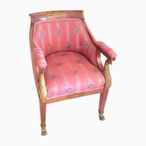Empire Damask Armchair with Bronze Eagle