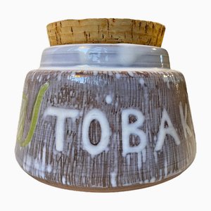 Pot à Tabac Sgraffito en Céramique de Laholm Studio, Suède, 1960s