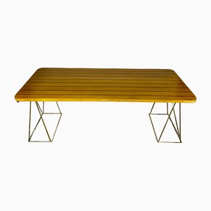 Vintage Table in Teak with Chrome Tubular Metal Base, 1960s