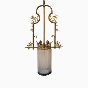 Lampada da soffitto Art Nouveau con bacchette in vetro, inizio XX secolo