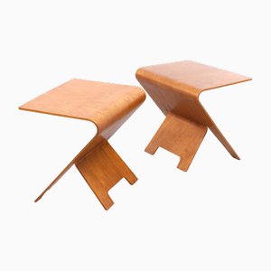 Dutch Modernist Bent Birch Plywood Nesting Tables from UMS Pastoe, 1950s, Set of 2