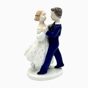 Figura de pareja bailando de porcelana de Bing & Grondahl, Dinamarca, años 80