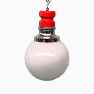Lámpara colgante vintage con esfera de vidrio, Italia, años 60