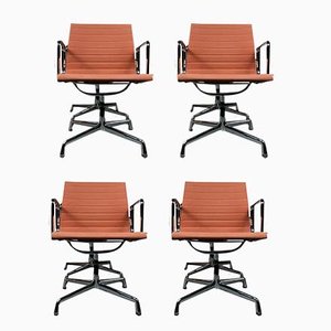 Aluminum EA 108 Chairs in Hopsak Orange by Charles & Ray Eames for Vitra, Set of 4