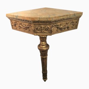 Carved and Gilded Wooden Corner Console Table