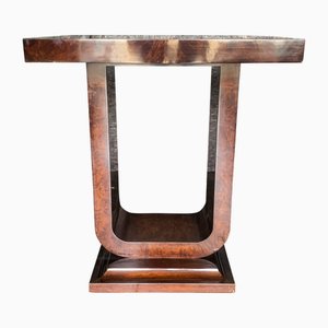 Mesa pedestal Art Déco de nogal Burr