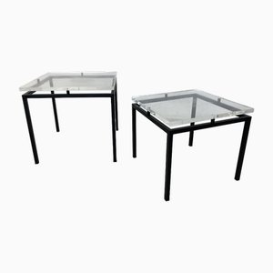 Vintage Modernist Acrylic Glass and Steel Side Tables, 1980s, Set of 2