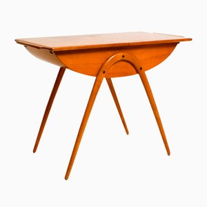 Mesa auxiliar Mid-Century moderna con puertas correderas, años 50