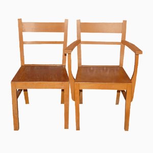 Vintage Wooden Children's Chairs, Set of 2