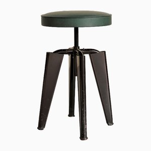 French Clémenceau Metal Stool from Maison Dominique, 1950