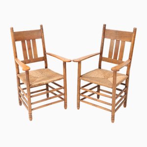 Two Elm Art Nouveau Armchairs by Willem Penaat, 1900s, 1890s, Set of 2