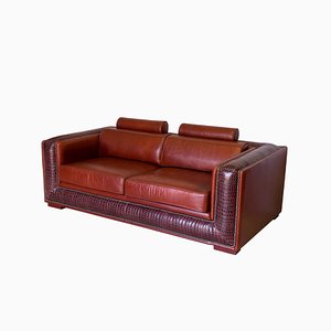 Italian Three-Seater Leather Sofa, 1985