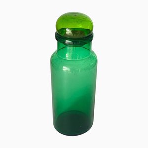 Botella vintage de vidrio verde de vidrio, Italia, años 70