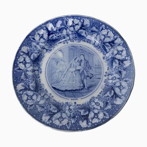 Late 19th Century Faience Plates with Wedding Scene, Bordeaux, France