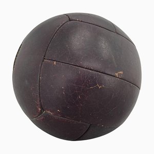 Vintage Mahogany Leather Medicine Ball, 1930s
