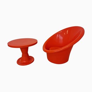Set of Skopa Lounge Chair & Table by Ole Gjerløv Knudsen & Torben Lind for Ikea, 1976