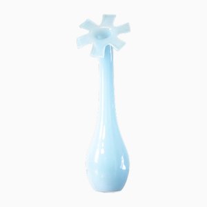 Vintage Blue Glass Organic Flower Vase, 1960s