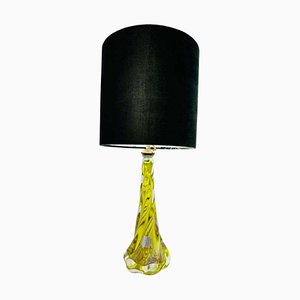 1950s Belgium Val Saint Lambert Bright Yellow Twisted Glass Lamp Base