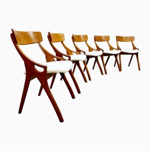 Vintage Danish Dining Chairs by Arne Hovmand Olsen for Mogens Kold, 1960s, Set of 5