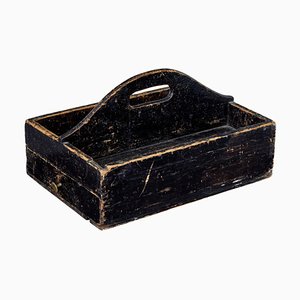 Caja para cubiertos escandinava de pino, siglo XIX
