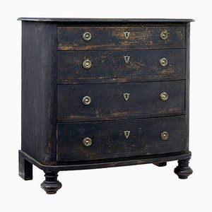 19th Century Painted Oak Bowfront Chest of Drawers