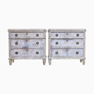 Commodes en Pin Peint, Suède, 19ème Siècle, Set de 2