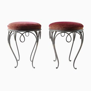 Set of French Iron Stools, 1940s