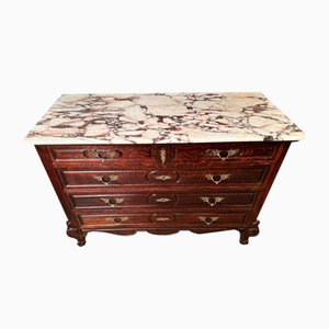Empire French Breccia Marble & Oak Chest of Drawers, 1870s