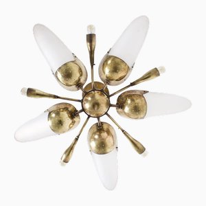 Sputnik Ceiling Light in Perforated Brass by Jacques Biny, 1950s