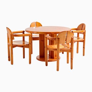 Pine Dining Table & Chairs by Rainer Daumiller for Hirtshals Sawmill, 1980s, Set of 5