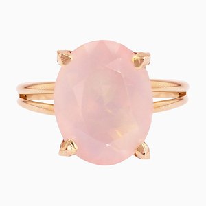 18 Karat Roségold & Rosa Quarz Ring, 1960er