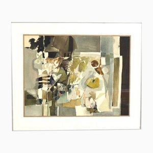Schilling, Abstract Composition, Mid-20th Century, Watercolor, Framed