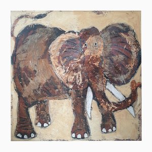 Herve Maury, Elephant, Mixed Media on Canvas, 2015