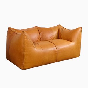 Le Bambole 2-Sitzer Sofa aus Cognacfarbenem Leder von Mario Bellini für B&B Italia, 1970er
