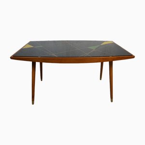 Mid-Century Coffee Table with Atomic Glass Top, 1950s