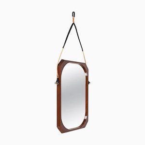 Mid-century Wall Mirror in Rope and Leather, 1960s