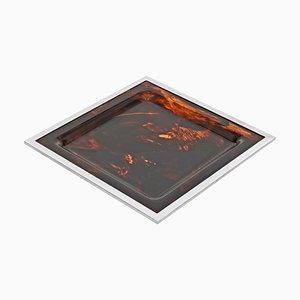 Mid-Century Italian Faux Tortoiseshell and Lucite Serving Tray from Christian Dior, 1970s